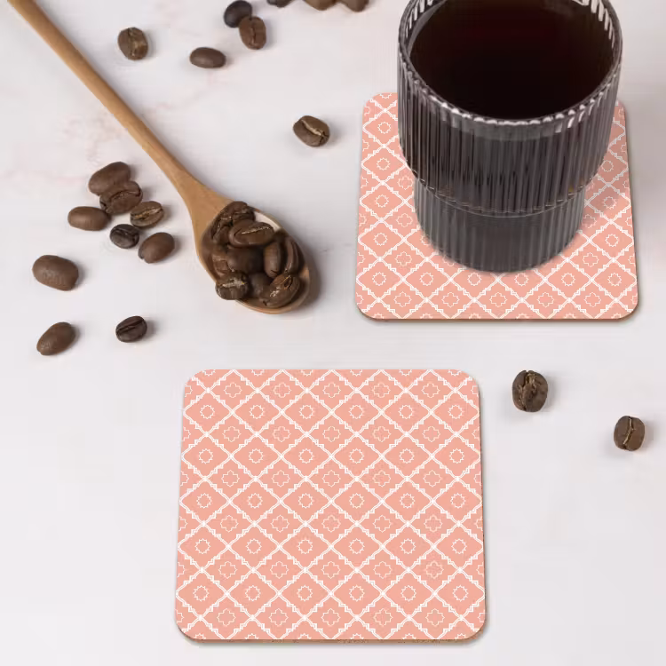 Onderzetter - Zalmroze - Geometrisch - Elegant - Patroon — 4