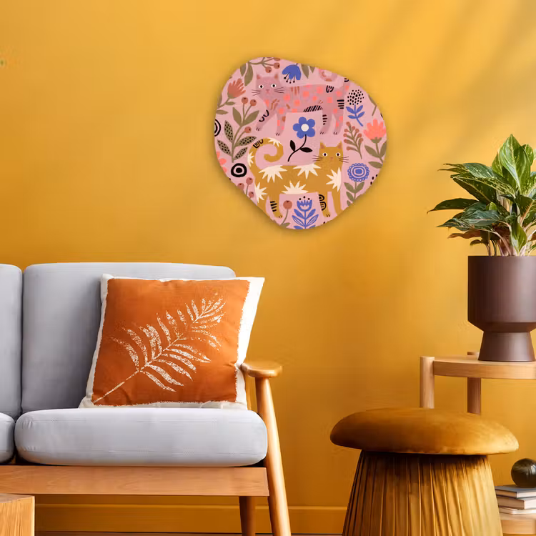 Organisch schilderij - Forex - Kat - Bloemen - Dieren - Modern - Roze — 3
