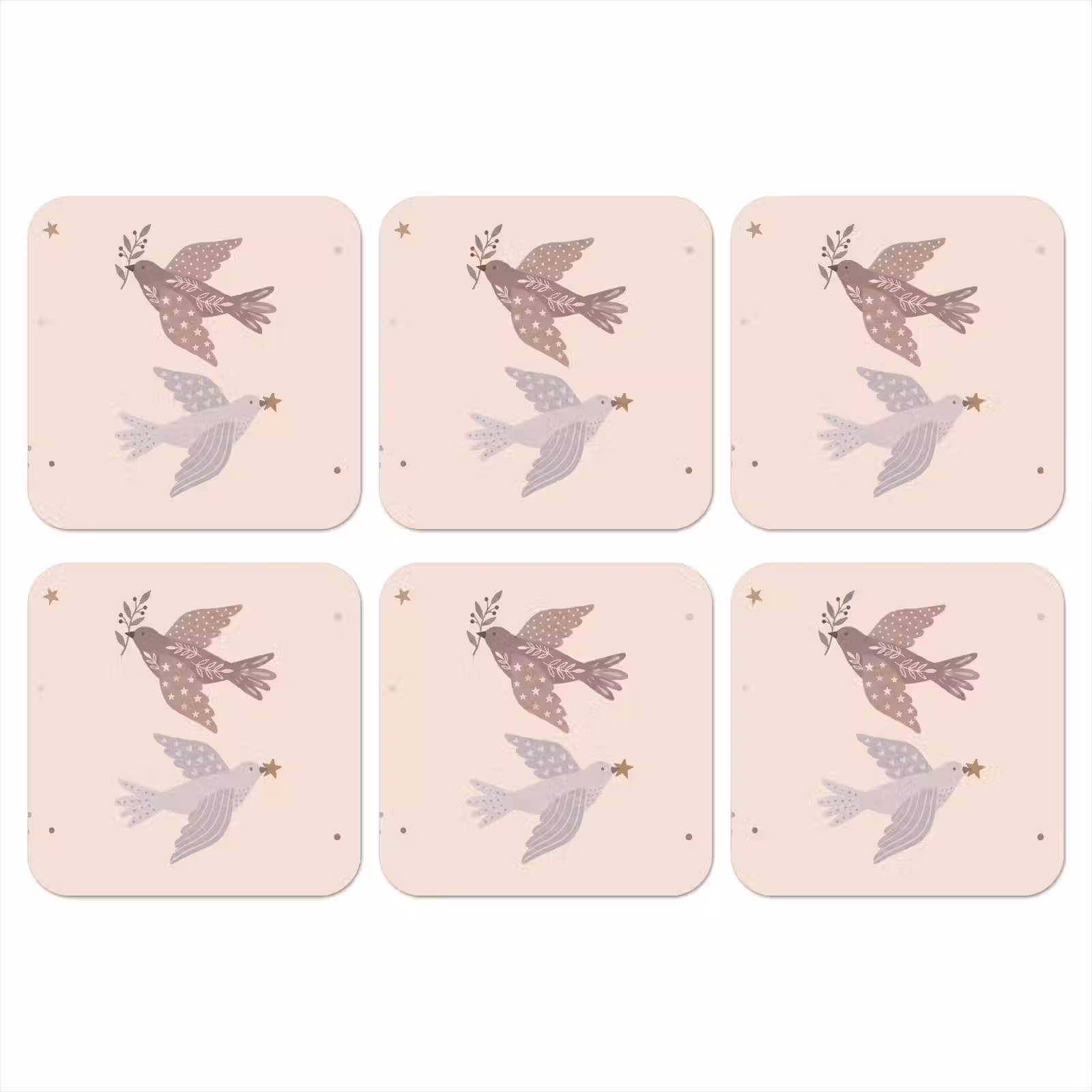 Onderzetter - Vogel - Bessen - Natuur - Modern - Beige — 1