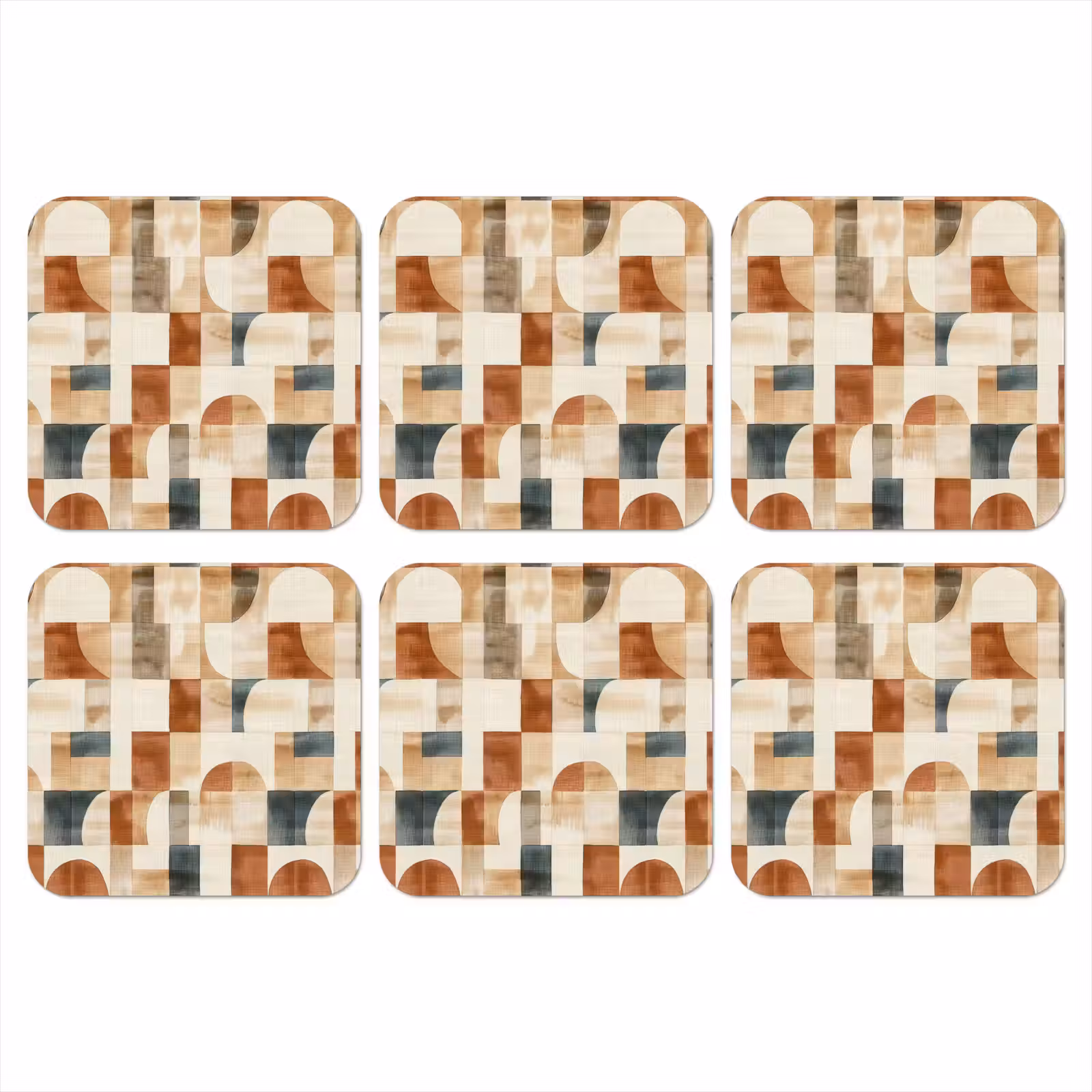 Onderzetter - Terracotta - Geometrisch - Aquarel - Textuur — 1