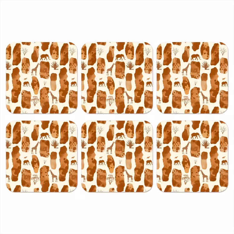 Onderzetter - Terracotta - Safari - Dieren - Patroon — 1