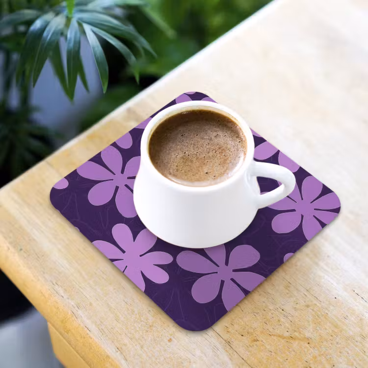 Onderzetter - Paars - Botanisch - Bloemen - Retro - Patroon — 2
