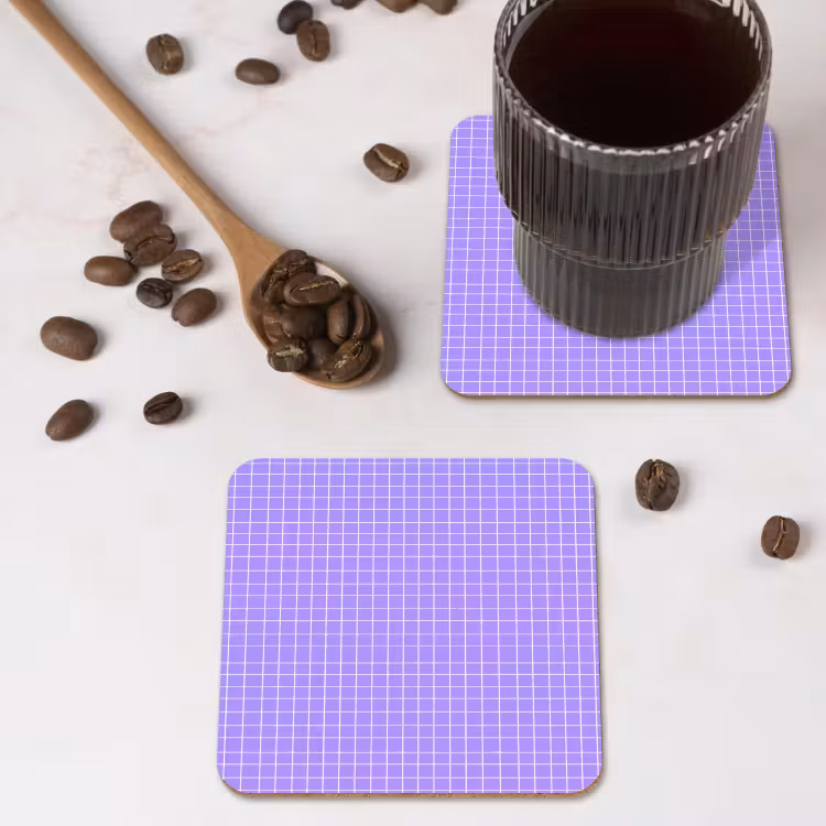 Onderzetter - Paars - Geometrisch - Raster - Minimalistisch - Patroon — 4