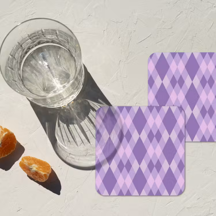 Onderzetter - Paars - Geometrisch - Ruiten - Argyle - Patroon — 3
