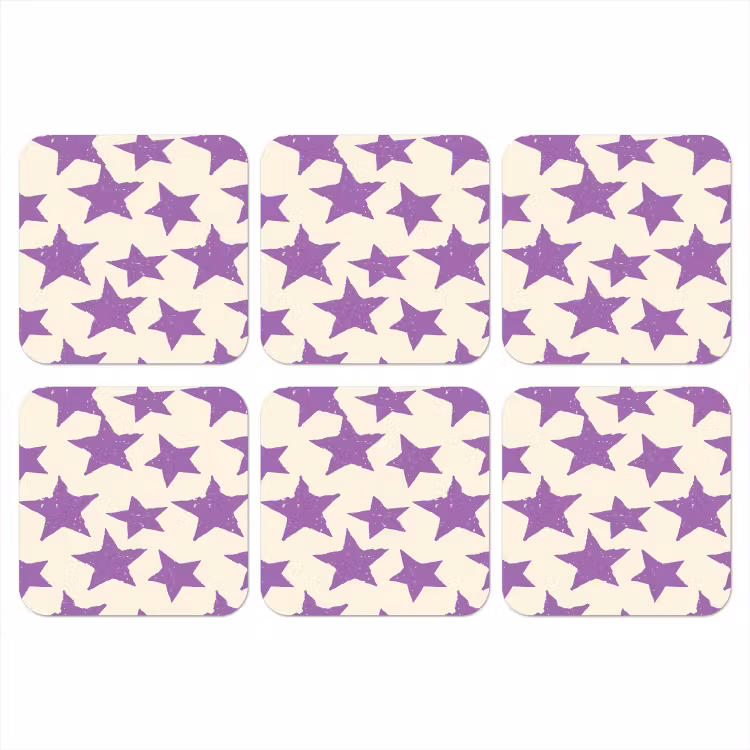 Onderzetter - Paars - Geometrisch - Sterren - Stempel - Patroon — 1