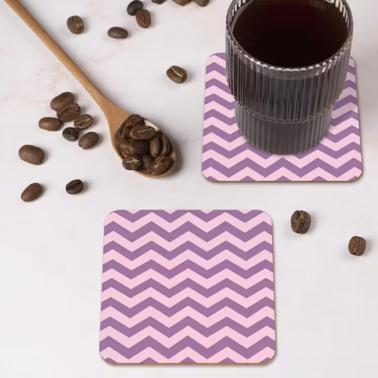 Onderzetter - Paars - Roze - Geometrisch - Chevron - Zigzag - Patroon — 4