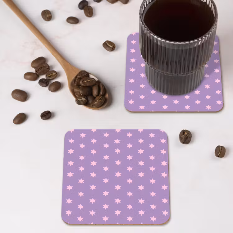 Onderzetter​ - Paars - Roze - Sterren - Geometrisch - Patroon — 4