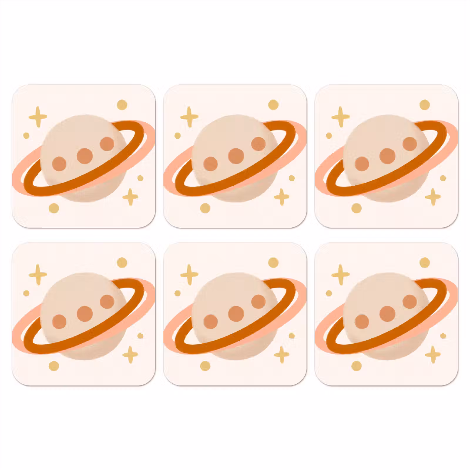 Onderzetter - Planeet - Ringen - Ruimte - Illustratie - Beige — 1