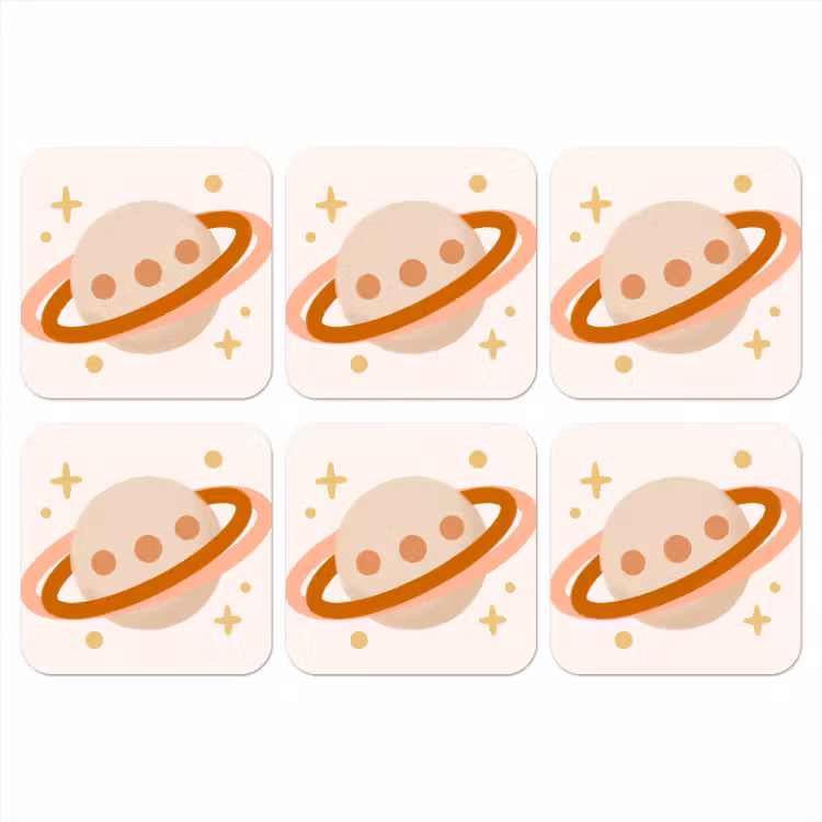Onderzetter - Planeet - Ringen - Ruimte - Illustratie - Beige — 1
