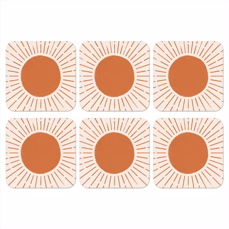 Onderzetter - Zon - Stralen - Abstract - Terracotta - Modern — 1
