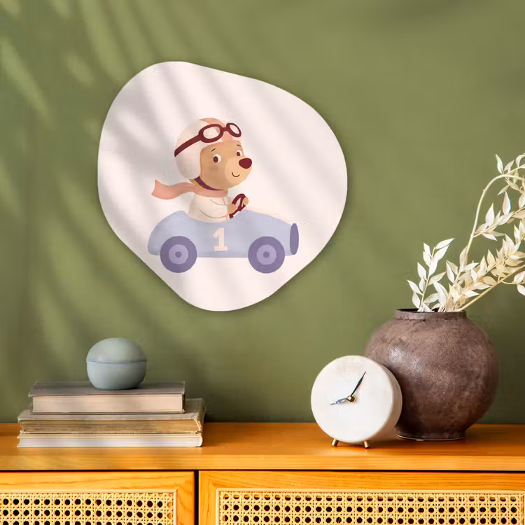 Organisch schilderij - Forex - Beer - Auto - Kinderkamer - Cartoon - Speels — 2