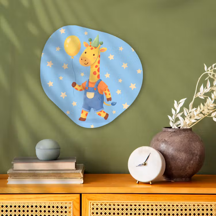 Organisch schilderij - Forex - Dieren - Giraffe - Ballon - Feest - Kinderkamer — 2