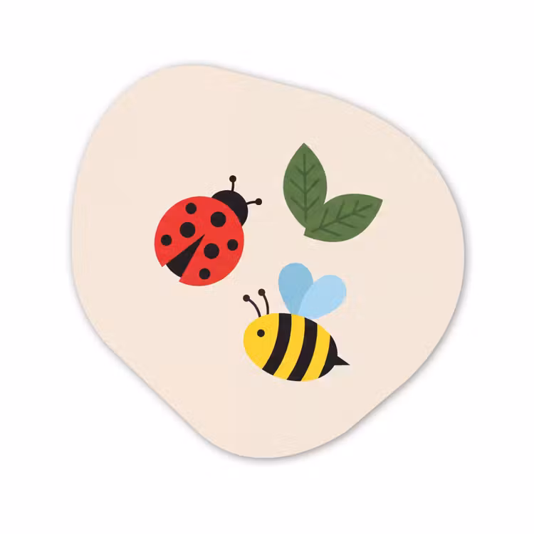 Organisch schilderij - Forex - Insect - Blad - Natuur - Speels - Illustratie — 1