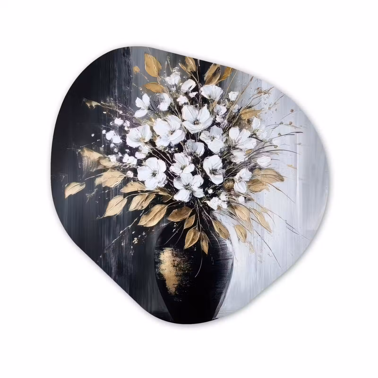 Organisch schilderij - Glas - Bloemen - Wit - Vaas - Abstract — 1
