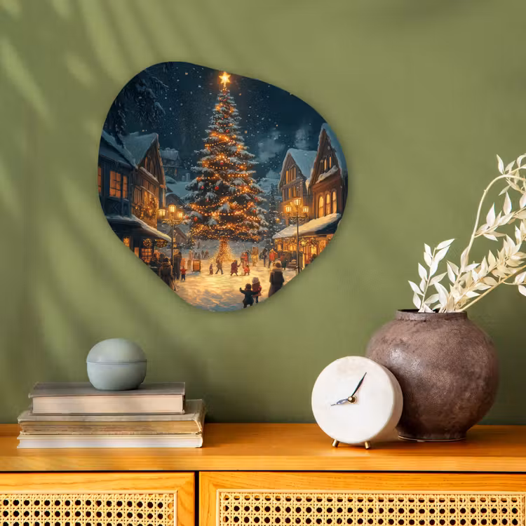 Organisch schilderij - Forex - Kerstfeest - Dorp - Donker — 2