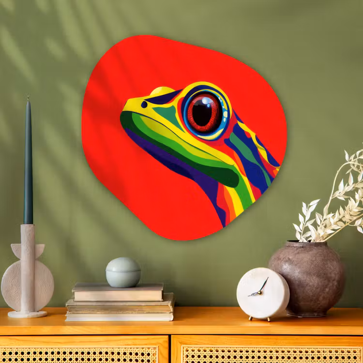 Organisch schilderij - Glas - Kikker - Kleurrijk - Strepen - Ogen — 2