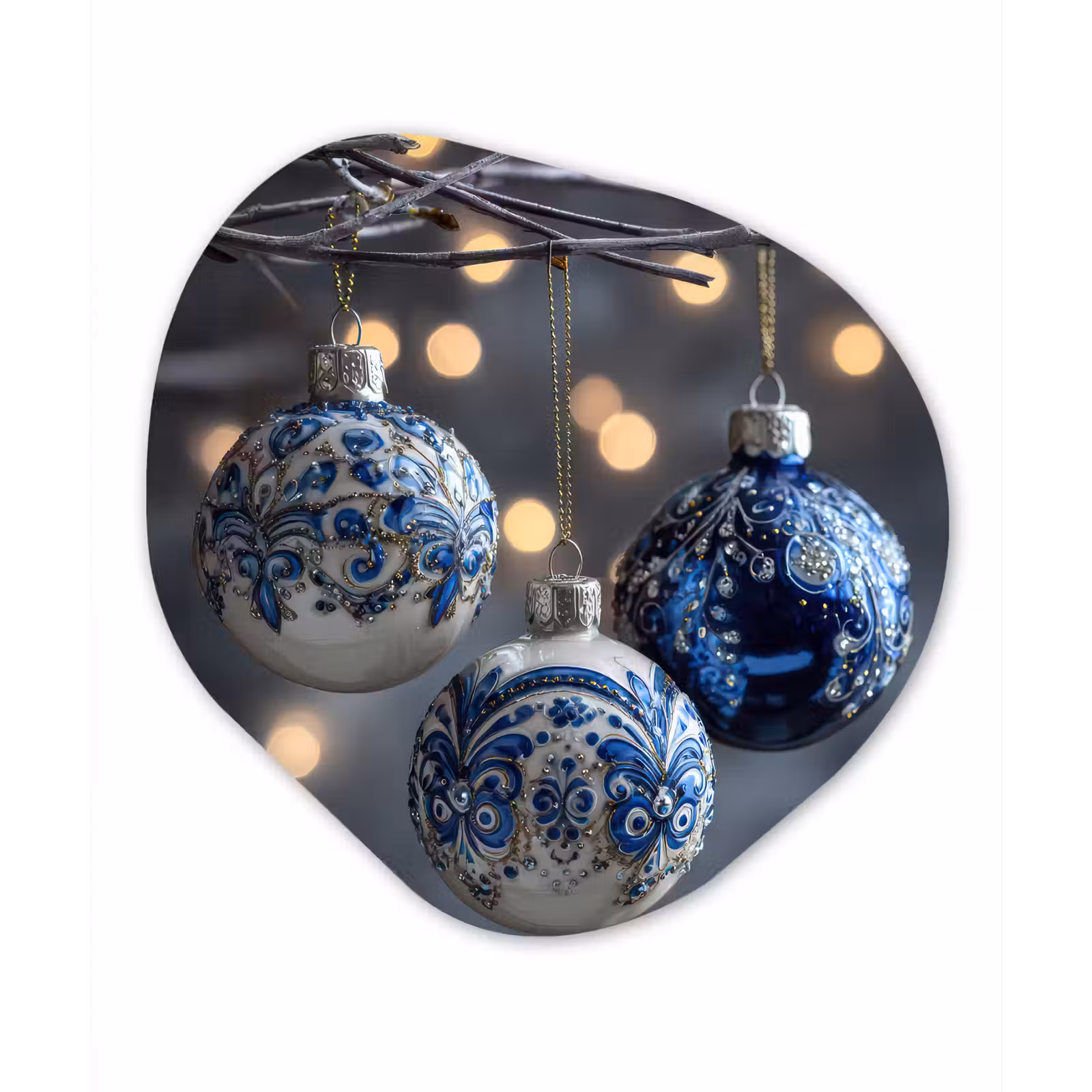 Organisch schilderij - Forex - Kerstbal - Versierd - Blauw — 1