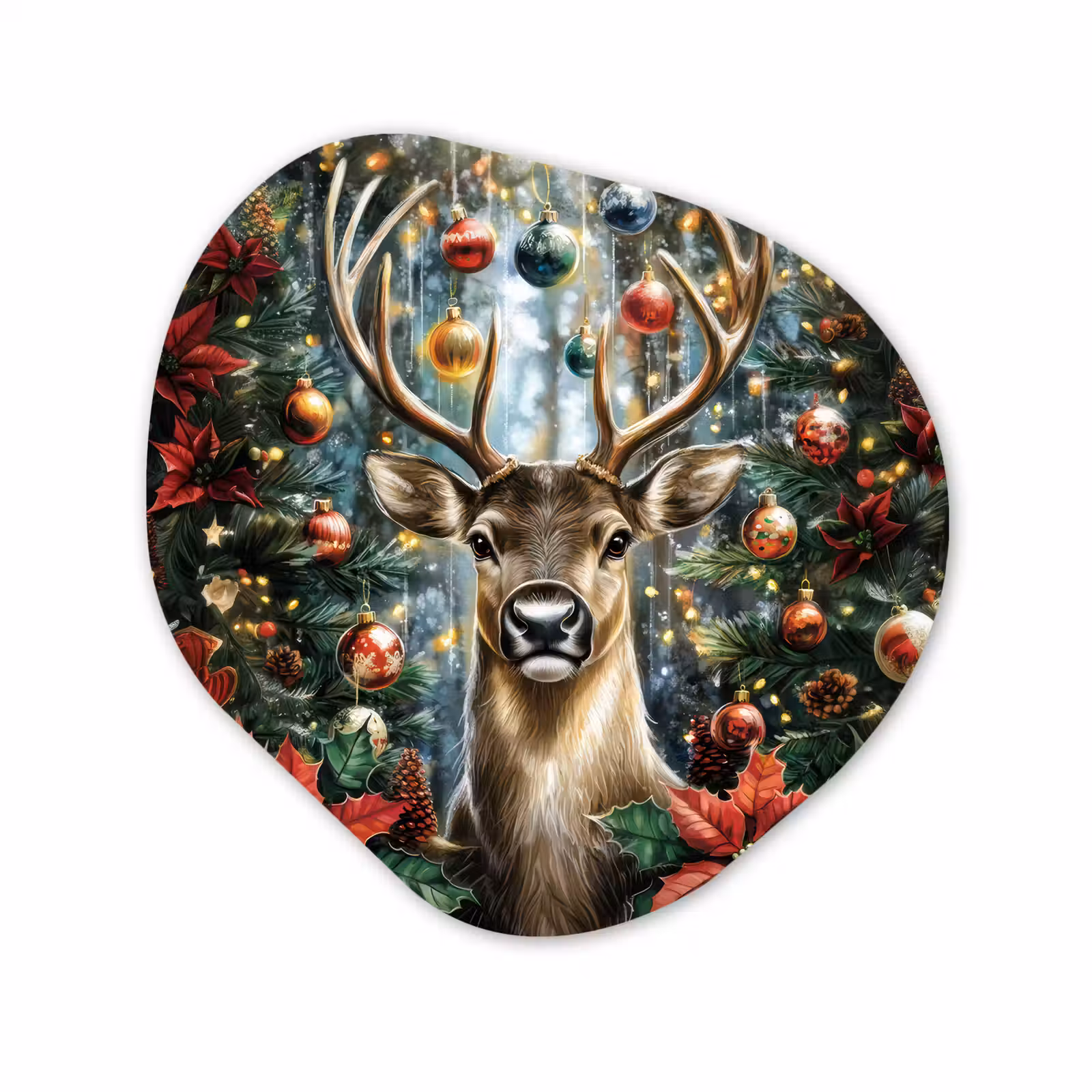 Organisch schilderij - Forex - Kerstfeest - Dennenbos - Rood — 1
