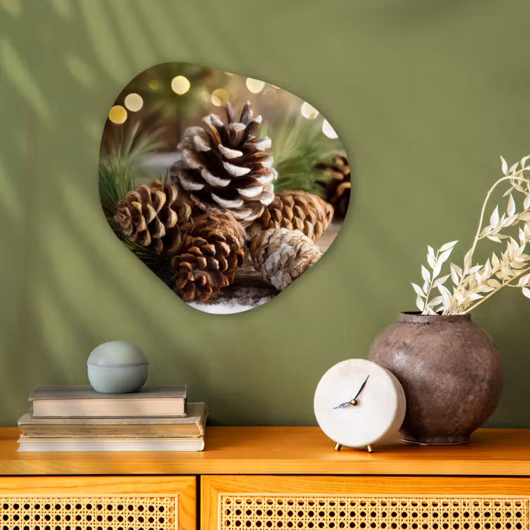 Organisch schilderij - Forex - Dennenappels - Kerstsfeer - Bruin - Groen — 2