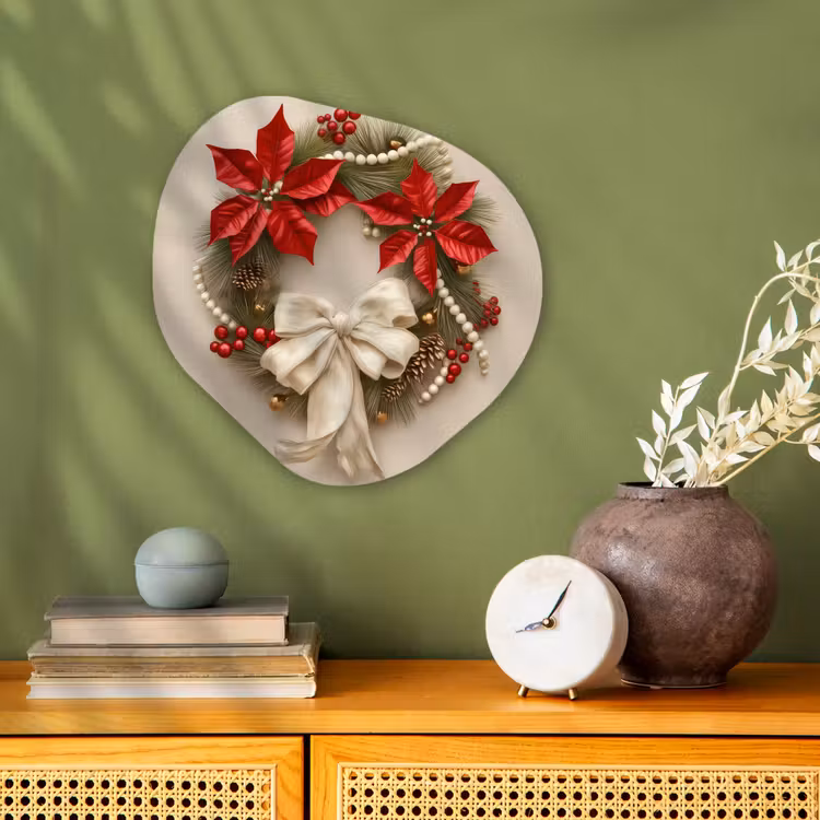 Organisch schilderij - Forex - Deurkrans - Strik - Kerst - Rood - Groen — 2