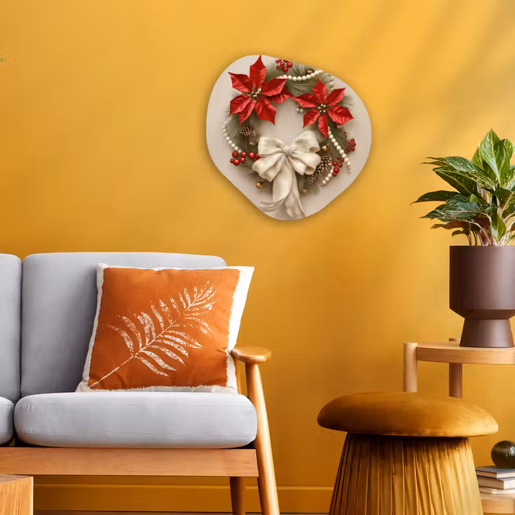 Organisch schilderij - Forex - Deurkrans - Strik - Kerst - Rood - Groen — 3