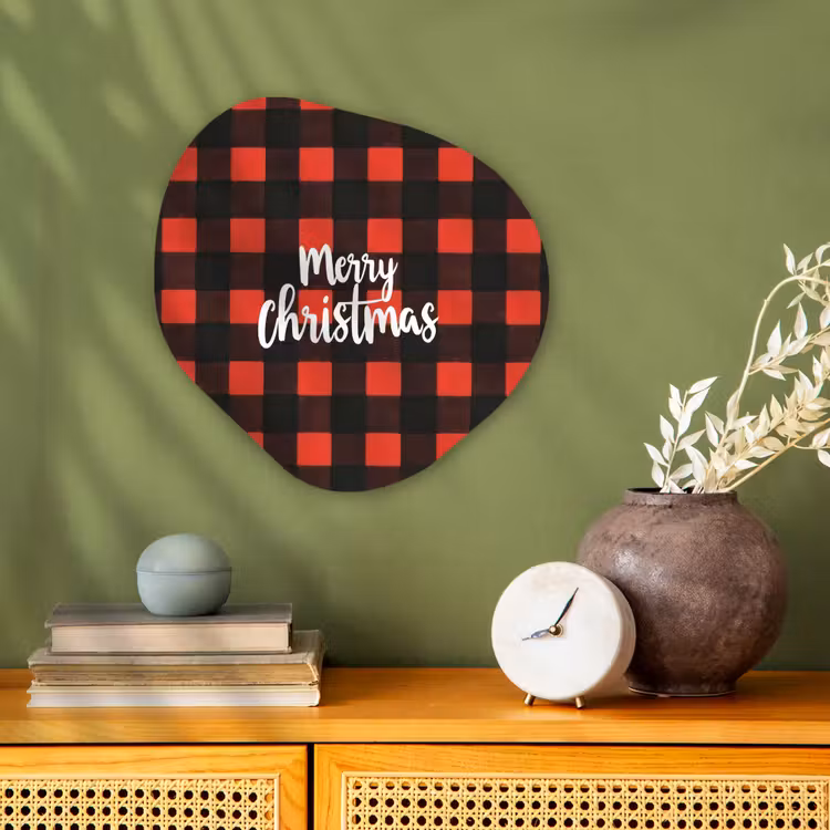 Organisch schilderij - Forex - Geruit - Rood - Tekst - Christmas — 2