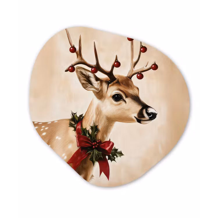 Organisch schilderij - Forex - Gewei - Kerst - Rendier - Rood — 1