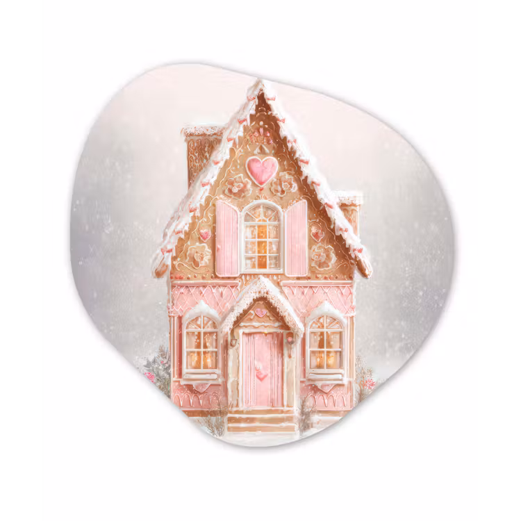 Organisch schilderij - Forex - Huisje - Suiker - Pastel — 1