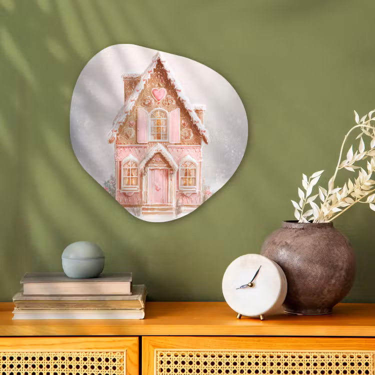 Organisch schilderij - Forex - Huisje - Suiker - Pastel — 2