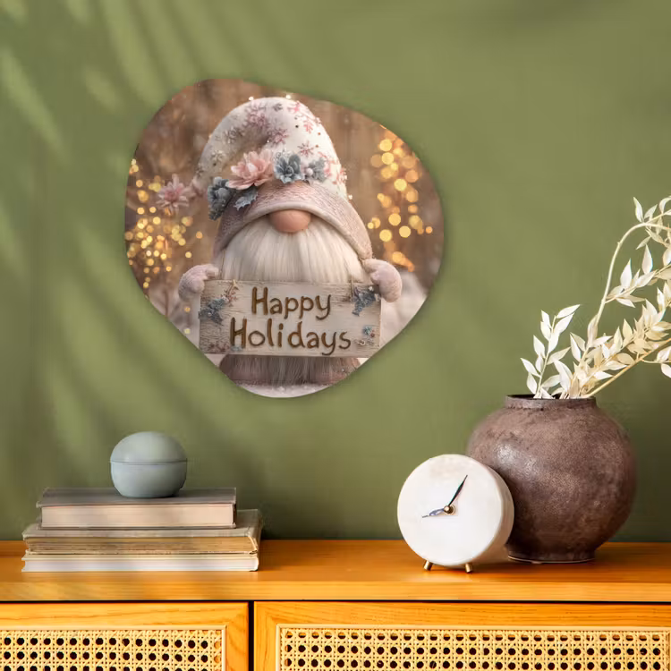Organisch schilderij - Forex - Kerst - Gnome - Bord - Kleurrijk — 2