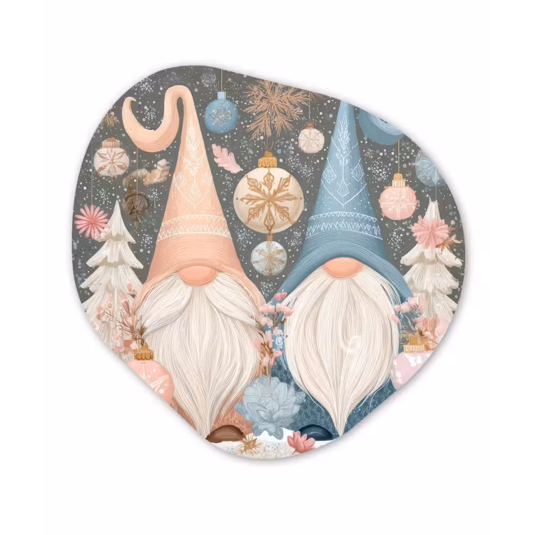 Organisch schilderij - Forex - Kerst - Gnomen - Pastel — 1