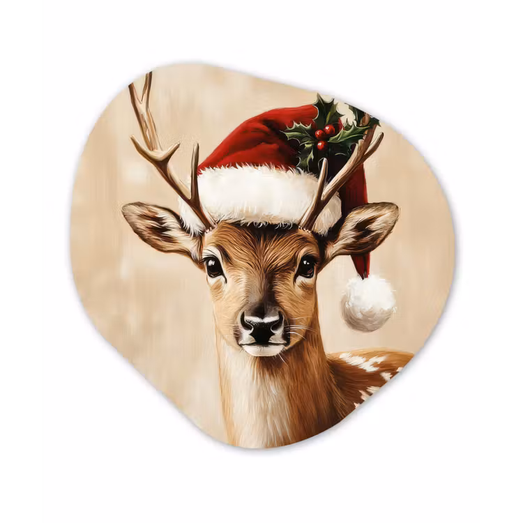 Organisch schilderij - Forex - Kerst - Hert - Gewei - Rood — 1