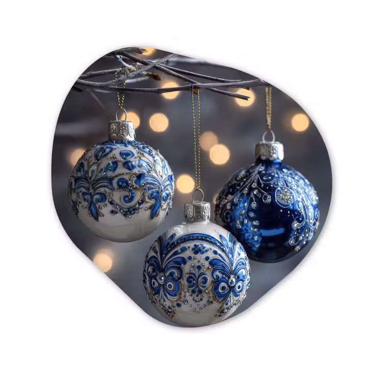 Organisch schilderij - Forex - Kerstbal - Versierd - Blauw — 1