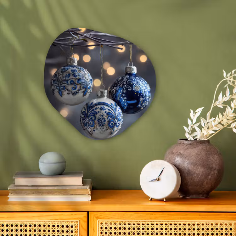 Organisch schilderij - Forex - Kerstbal - Versierd - Blauw — 2