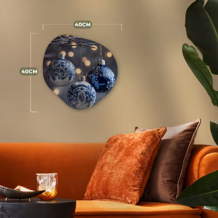 Organisch schilderij - Forex - Kerstbal - Versierd - Blauw — 4