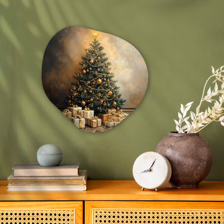 Organisch schilderij - Forex - Kerstboom - Cadeaus - Goud — 2