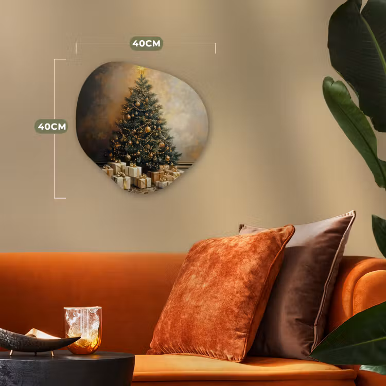 Organisch schilderij - Forex - Kerstboom - Cadeaus - Goud — 4