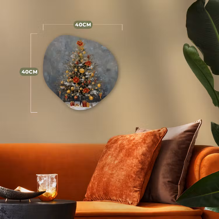 Organisch schilderij - Forex - Kerstboom - Cadeaus - Rood - Goud — 4