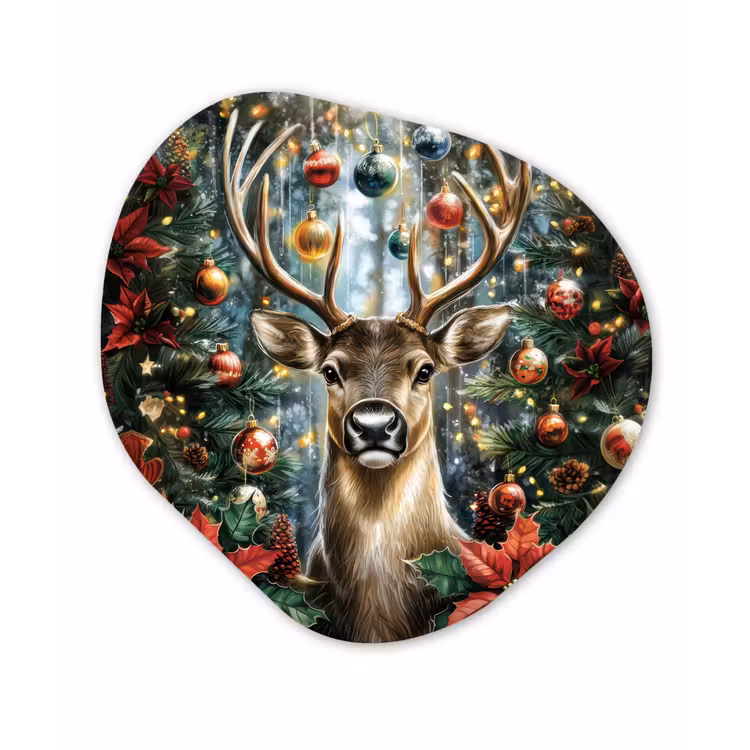 Organisch schilderij - Forex - Kerstfeest - Dennenbos - Rood — 1