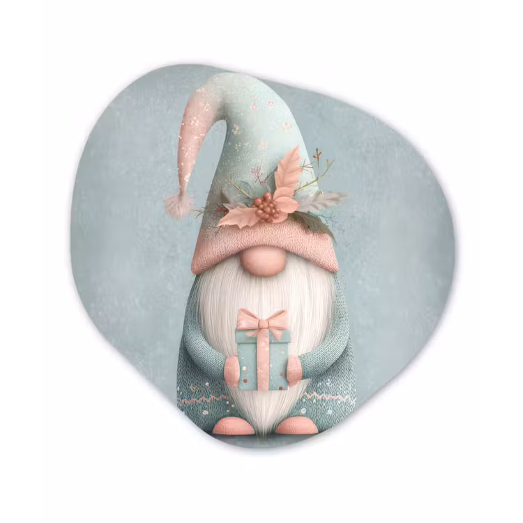 Organisch schilderij - Forex - Kerstgnome - Cadeau - Groen — 1