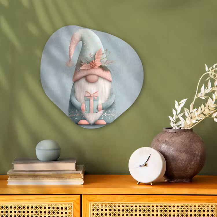 Organisch schilderij - Forex - Kerstgnome - Cadeau - Groen — 2