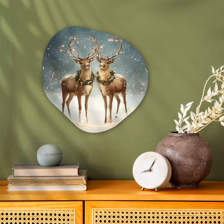 Organisch schilderij - Forex - Kerstmagie - Winterwoud - Rendier — 2