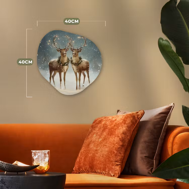 Organisch schilderij - Forex - Kerstmagie - Winterwoud - Rendier — 4