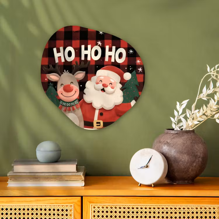 Organisch schilderij - Forex - Kerstman - Rendier - Tekst - Rood - Zwart — 2