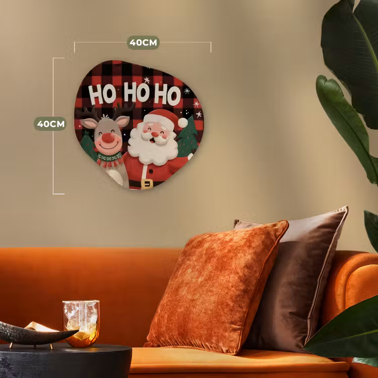 Organisch schilderij - Forex - Kerstman - Rendier - Tekst - Rood - Zwart — 4