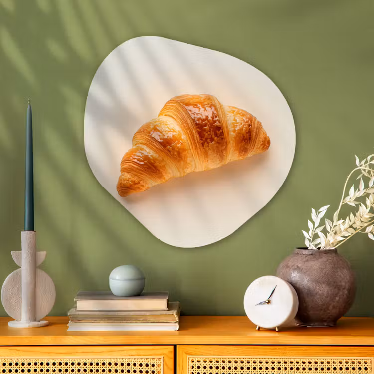 Organisch schilderij - Glas - Croissant - Brood - Beige — 2