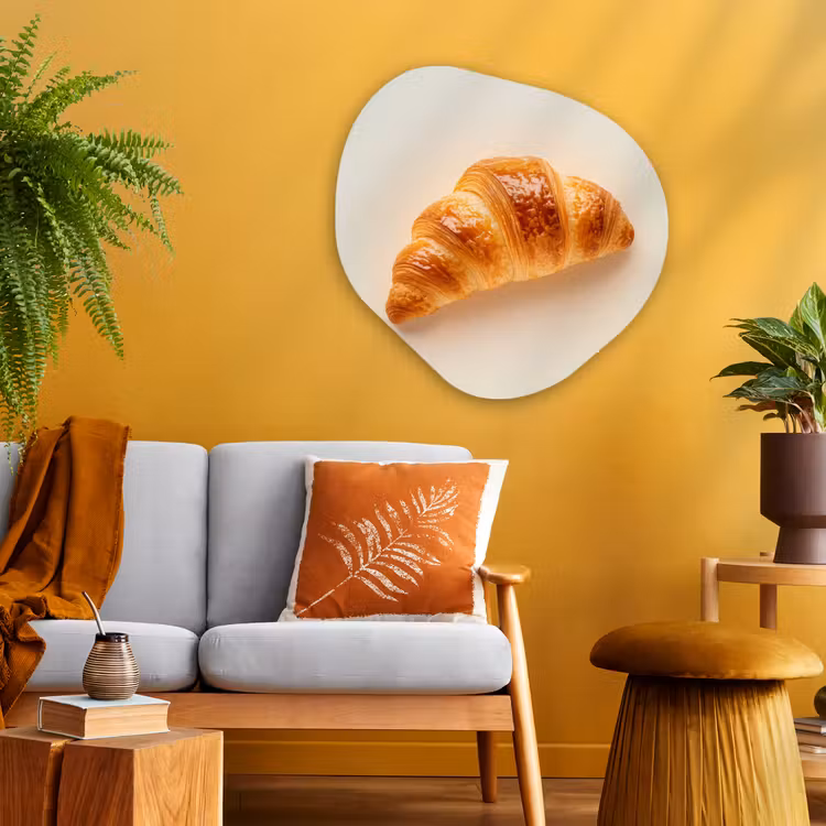Organisch schilderij - Glas - Croissant - Brood - Beige — 3