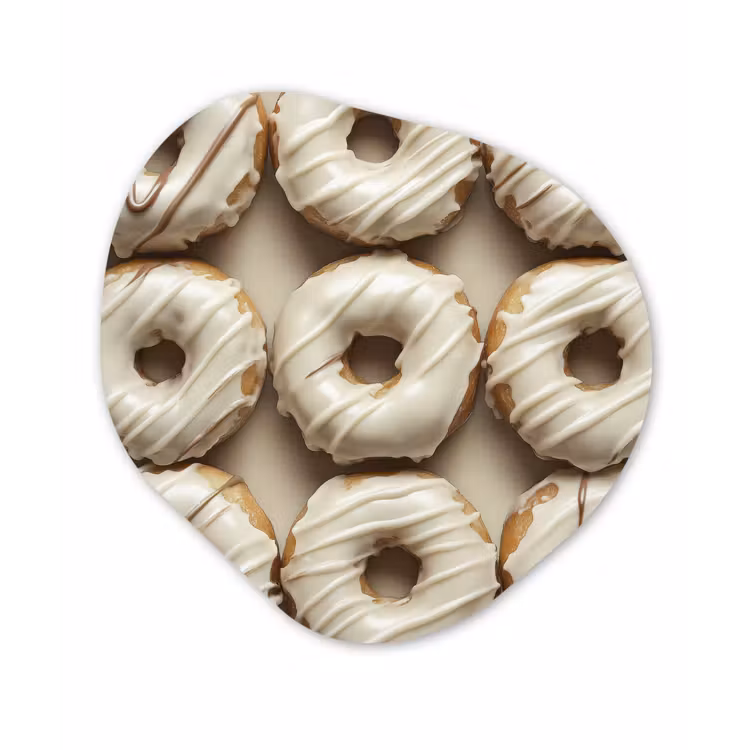 Organisch schilderij - Glas - Donuts - Chocolade - Wit - Beige — 1