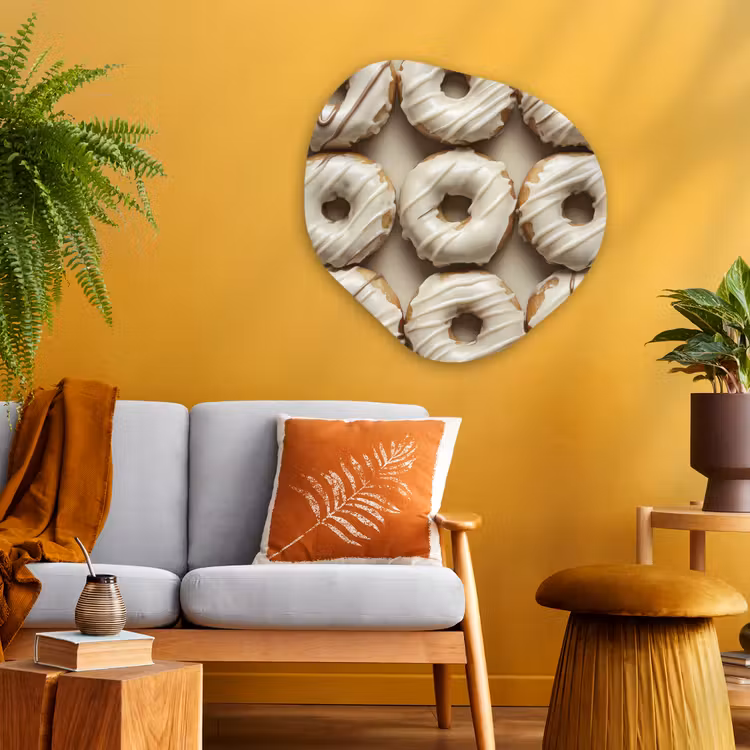 Organisch schilderij - Glas - Donuts - Chocolade - Wit - Beige — 3