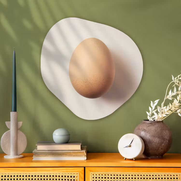 Organisch schilderij - Glas - Ei - Beige - Ovaal - Egaal — 2